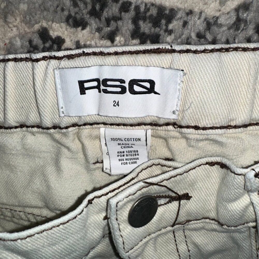 RSQ Women's Size 24 Off White Baggy Cargo pants High Rise Wide Leg - Picture 3 of 10